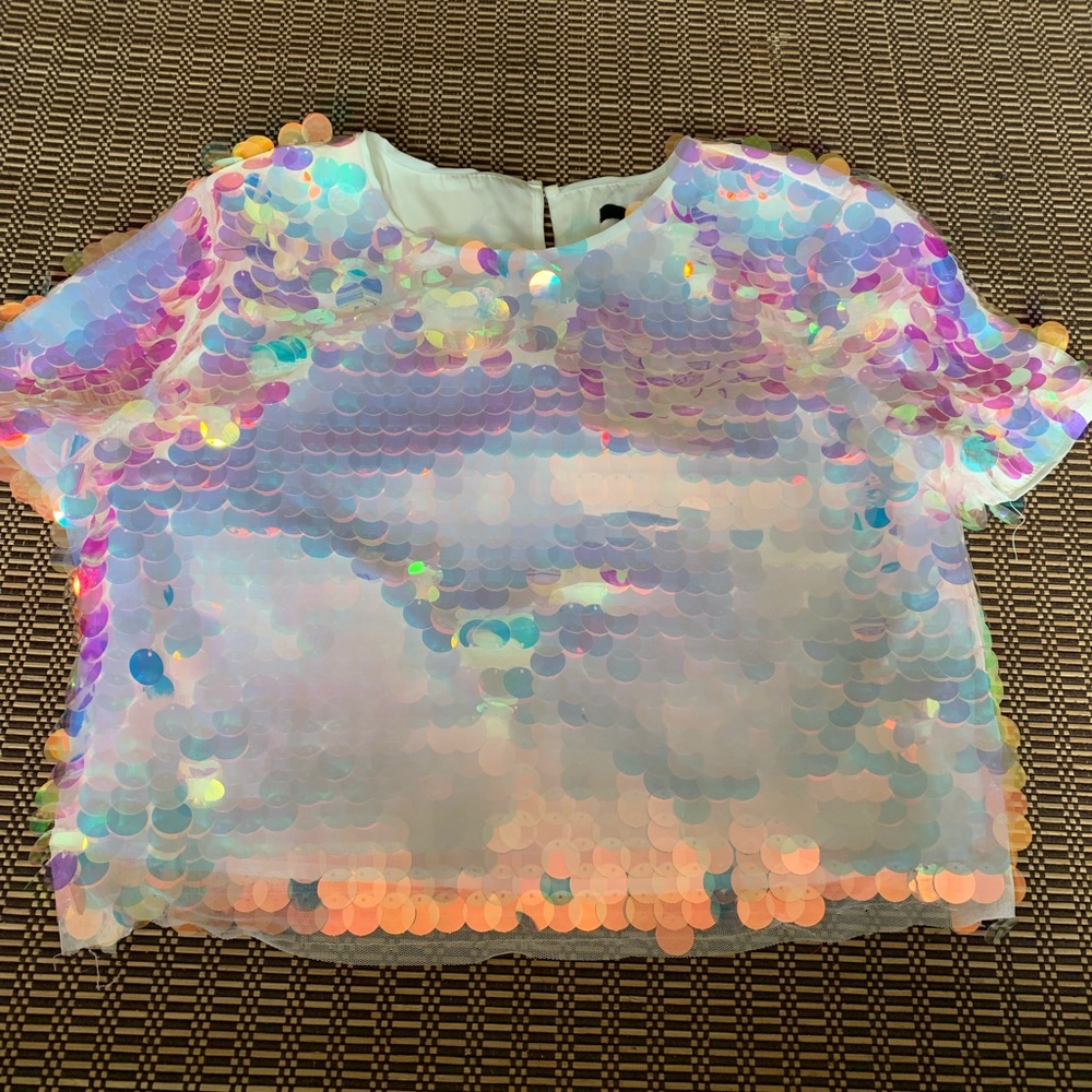 Sequin short sleeve top